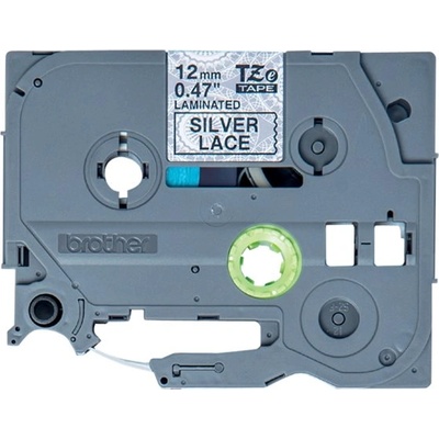 Brother TZe-MPSL31 лента черна/сива дантелена шарка 12mm/4m (TZEMPSL31)