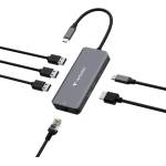 Verbatim Докинг станция Verbatim USB-C Essentials Multiport Hub, 6 Port, 3x USB-A 3.2 Gen 1, USB-C PD 100W, HDMI 4K/30Hz, RJ45 1000 Mbps - 32157 (32157)