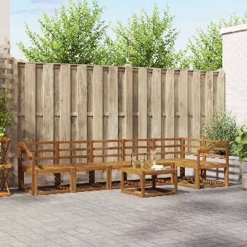 vidaXL Комплект дивани за открито 7 pcs Естествен (3366512)