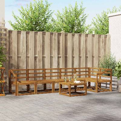 vidaXL Комплект дивани за открито 7 pcs Естествен (3366512)