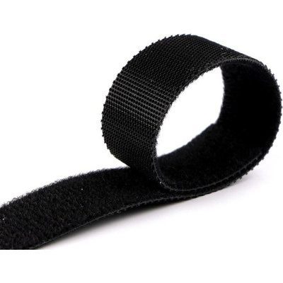 Nízkoprofilový suchý zip šíře 20 mm oboustranný, pro domácnost a zahradu - černá