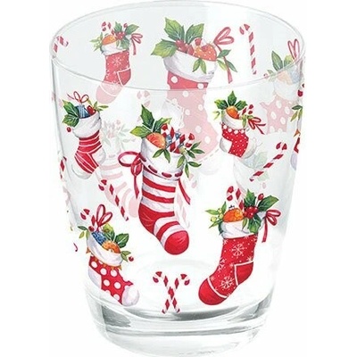 Ambiente Sklenený pohár Vianočné ponožky Europe BV 250 ml