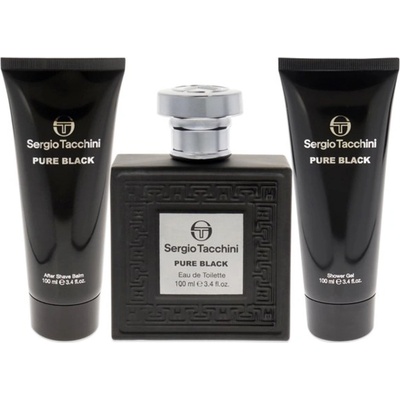 Sergio Tacchini Pure Black Gift Set EDT 100 ml + Shower Gel 100 ml + Aftershave Balm 100 ml за мъже