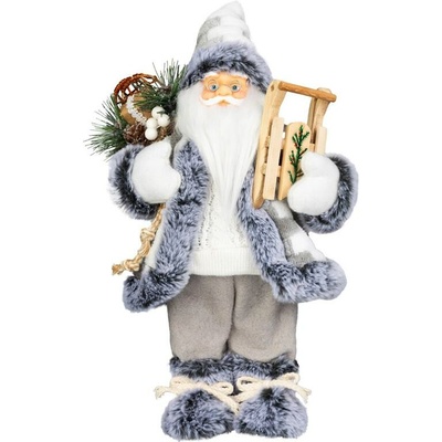 MagicHome Dekorace Santa, bílý-šedý, 45 cm
