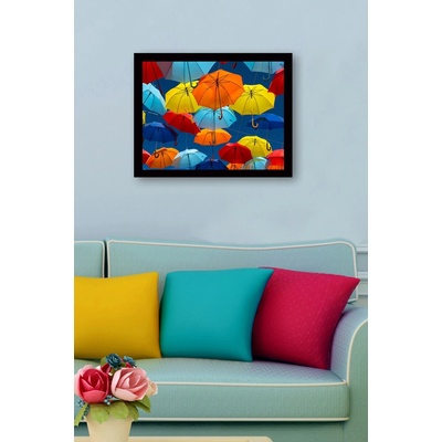 ASIR Obraz na MDF s rámem BAREVNÉ DEŠTNÍKY 56 x 41 cm