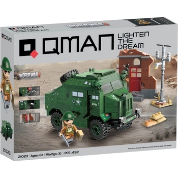 Qman Конструктор, Qman, Убежище за евакуация на плажа Дюнкерк, Morris C8 QUAD, 492 части (Q21023)