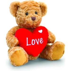 Keel Toys За влюбени - Мече Бакстър със сърце - кафяво - 25 см - Keel Toys