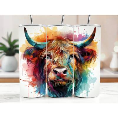 Cool termokelímek s brčkem 590 ml Skotský skot akvarel