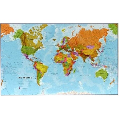 Obří svět politický - nástěnná mapa 200 x 120 cm, laminovaná s očky