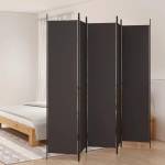 vidaXL Параван за стая, 5 панела, кафяв, 250x220 см, плат (350203)