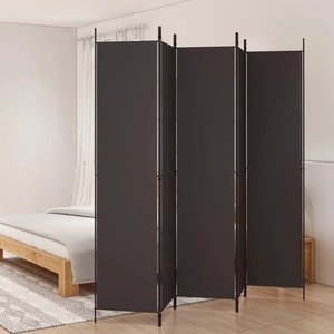 vidaXL Параван за стая, 5 панела, кафяв, 250x220 см, плат (350203)