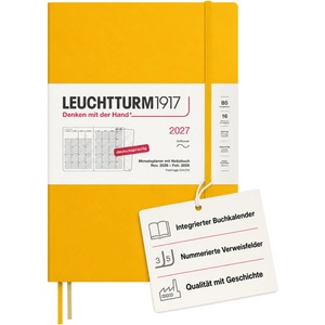 Leuchtturm1917 monthly planner with notebook 2027 Composition (B5) - German, Sunflower, softcover, 178 x 254 mm, 16 months, 132 note pages dotted with table of contents - 400172 (400172)