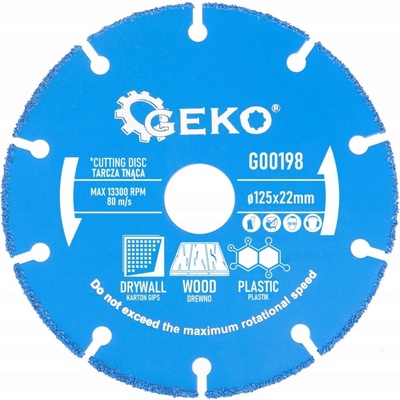 Rezný kotúč na drevo, drevotriesku, plast a sádrokartón 125 x 22,2 mm, GEKO