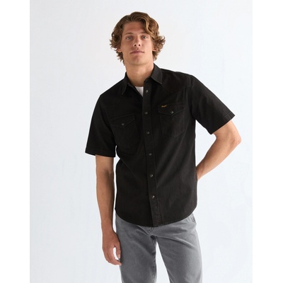 Wrangler pánská džínová košile krátký rukáv Western 112377968 rinse black
