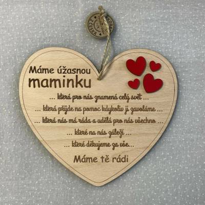 Dekorace z Česka Dřevěné srdce Úžasná maminka 20 cm Varianta: Množné číslo