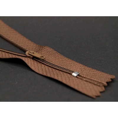 Nedeliteľný jemný plastový špirálový zips (veľkosť číslo 3) rôzne farby - dĺžka 12 cm - 60 cm 20 cm Kakaová