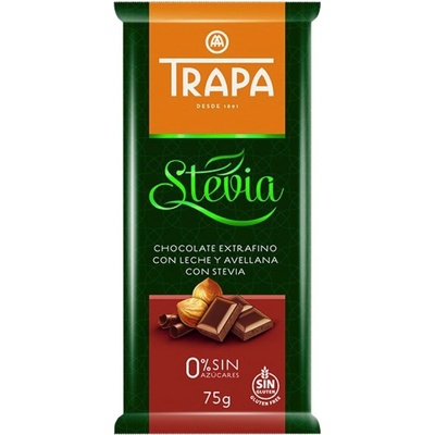 Trapa Čokoláda mléčná s drcenými jádry lísk.ořechů STEVIA 75 g