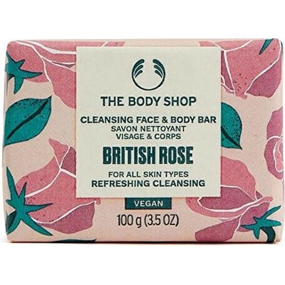 The Body Shop British Rose Cleansing Bar tuhé mydlo na telo a tvár 100 g