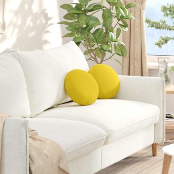 vidaXL Възглавници за седалки 2 pcs Светло жълто Ø30 x 13 см текстил (42014092)