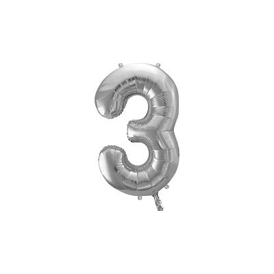 Party Deco FB1M 3 018 Fóliový balón Číslo strieborný 86cm 3