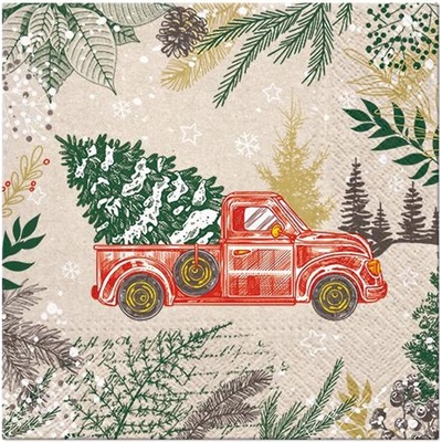 ZET servis Ubrousky vánoční Auto a stromeček 33x33 cm 20 ks