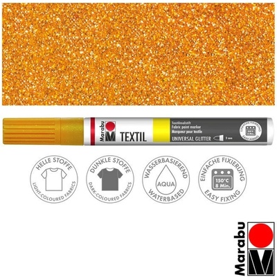 Marabu popisovač na textil oranžový glitrový 3 mm