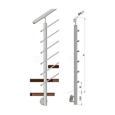Zábradlí na schody - sloupek s bočním kotvení, 6 prutů vnějších, EB1-BHP6-2 – Hledejceny.cz