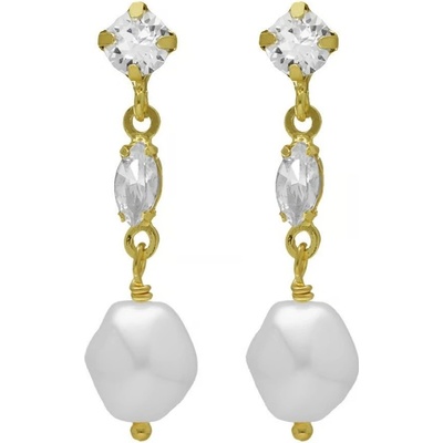 Victoria Cruz náušnice s krystaly a barokní perlou Purpose A4656-07DT