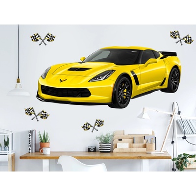 Nalepte.cz Chevrolet Corvette textilní prelepiteľná nálepka na stenu list 231 × 100 cm