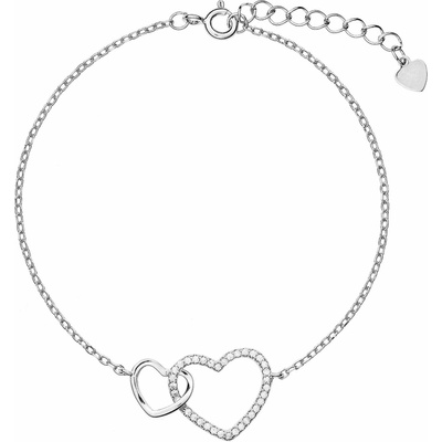 Again stříbrný náramek s propojenými srdíčky AJNR0016