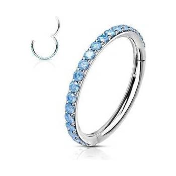 Šperky4U piercing segment kruh s tyrkysovými kamínky K1041-Q
