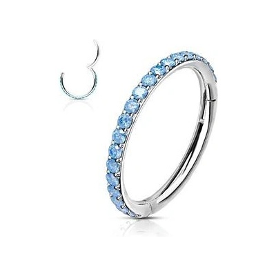 Šperky4U piercing segment kruh s tyrkysovými kamínky K1041-Q