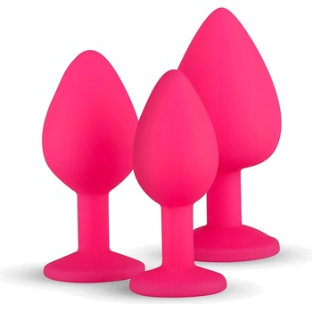 Image 1 of EasyToys Anal Collection Silicone Butt Plug with Diamond Pink
