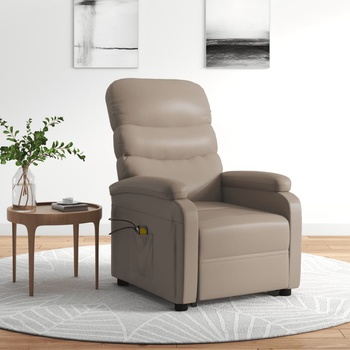 vidaXL Изправящ масажен стол, капучино, изкуствена кожа (3120411)
