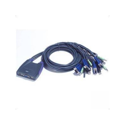 ATEN KVM превключвател ATEN CS64US, От 1 конзола към 4 PC, От 2 x USB A, 1 x VGA, 1 x 3.5 mm към 4 x USB A, 4 x VGA, 4 x 3.5 mm, Син, ATEN-CS64USB