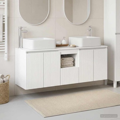 vidaXL Комплект шкафове за баня 3 бр. Бял гланц 53 x 35 x 63 см (3405661)
