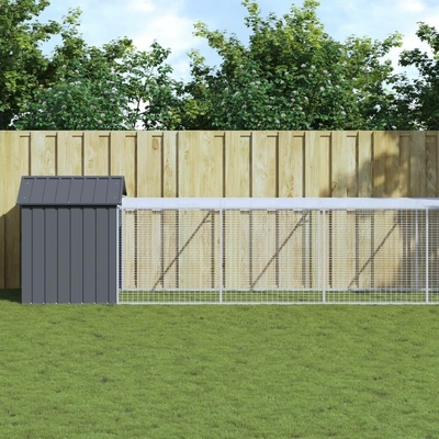 vidaXL Kurník s výběhem antracitový 117 × 1221 × 123 cm pozinkovaná ocel 9799.3189073