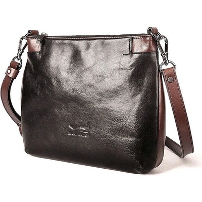 Marta Ponti luxusní černo-dámská kožená crossbody kabelka 6019 hnědá