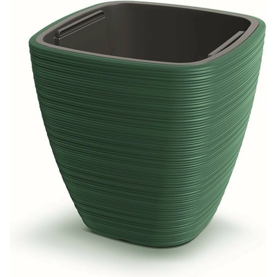 Prosperplast Plastový květináč Venas Square tmavě zelený, 38,8 cm