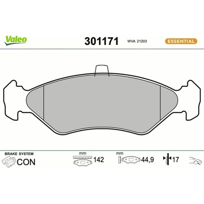 Sada brzdových platničiek kotúčovej brzdy VALEO 301171