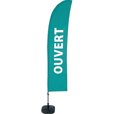 Jansen Display Beach Flag Budget Wind Complete Set Open Green French, 1010 x 4305 mm