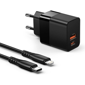 Xmart Комплект Зарядно устройство Xmart 1 x USB Type-C PD 20W + 1 x USB QC и Type-C към Lightning кабел (20060)