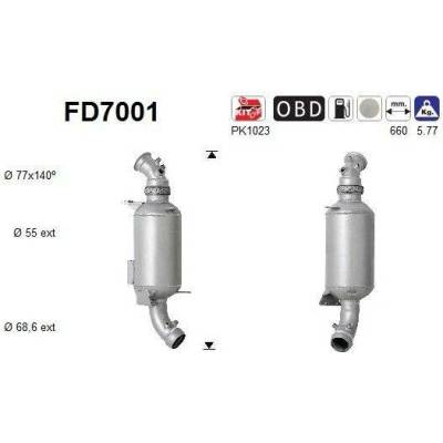 Filtr sazových částic, výfukový systém AS FD7001