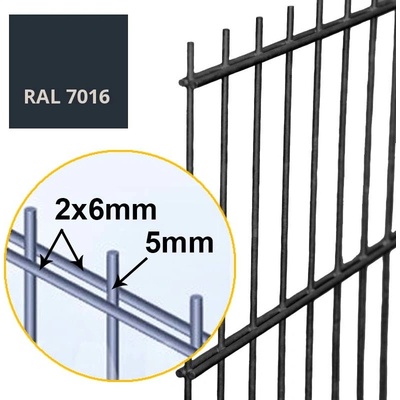 Plotový panel 2D OPTIMAL 6/5/6, antracit Výška: 1230mm