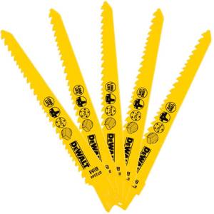 DEWALT - Комплект ножове за дърво и PVC 6 TPI, дължина 152 мм, 5 бр. DT2344 (DT2344)