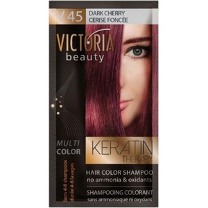Victoria Beauty Оцветяващ шампоан с кератин - Тъмна череша (v45), 4-8 измивания