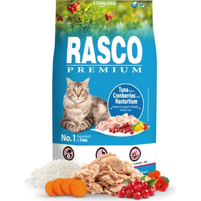 Rasco Premium Cat Sterilized tuniak s brusnicami a kapucínkou 0,4 kg
