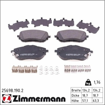 Sada brzdových destiček, kotoučová brzda ZIMMERMANN 25698.190.2