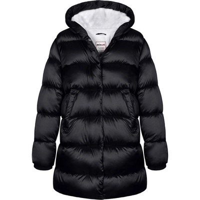 Minoti 12COAT 2 Dievčenský nylonový kabát Puffa s podšívkou z mikroflísu čierny
