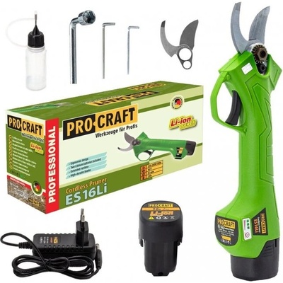 PRO-CRAFT Акумулаторна градинска ножица PROCRAFT ES16Li1B - 16V, 2 Ah, с 1 батерия и зарядно (ES16Li1B)